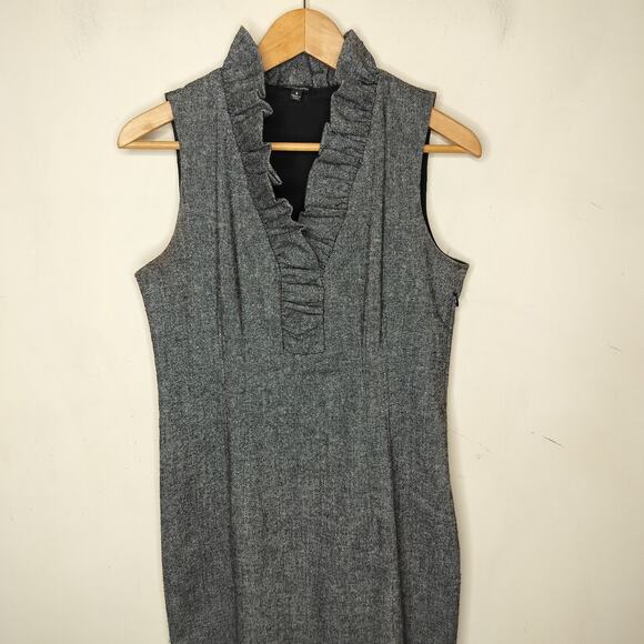 Saks Fifth Ave Tweed Dress Ruffle Collar Sleeveless Office Work - Picture 2 of 5